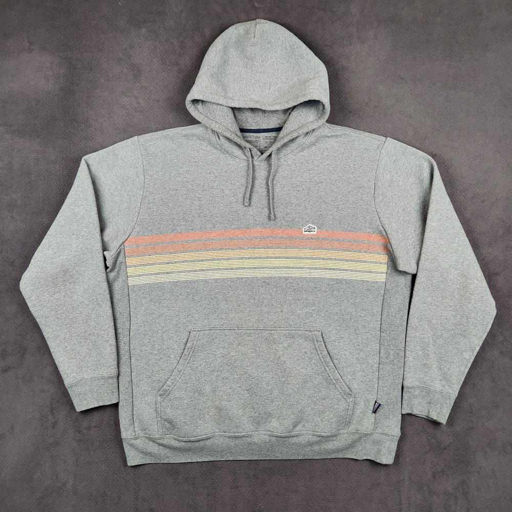 Patagonia Uprisal Hoody Mens XXL Gray Line Logo Ridge Stripe Pullover 39620